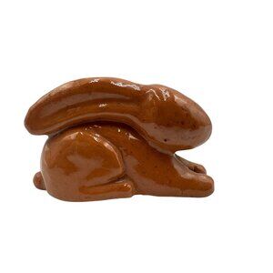 Ceramic Rabbit Figurine Decorative Accent Glazed Terracotta Handcrafted Vintage